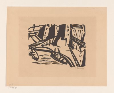 Boats at a Quay in the City by Georg Schrimpf (signed by artist)