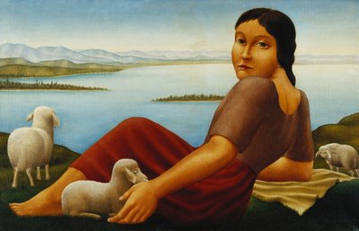 Girl with Sheep by Georg Schrimpf