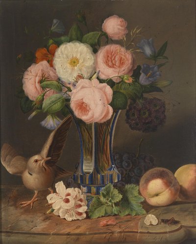 A Still Life with Flowers, a Bird, and a Grasshopper by Georg Seitz