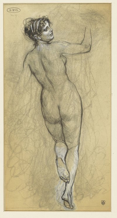 Standing female nude, back view by Georg Sturm