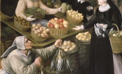 An Allegory of Autumn: A Fruit and Vegetable Stall above the Weinmarkt in Frankfurt am Main by Georg and Valkenborch Lucas Van Flegel