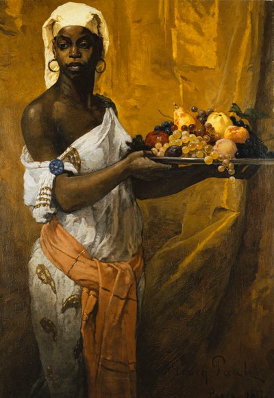 A Black Woman Holding a Salver of Fruit by Georg Vilhelm Pauli