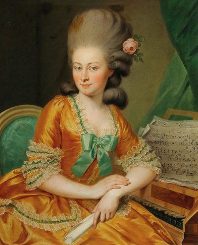 Portrait of a singer at the harpsichord by Georg Weikert