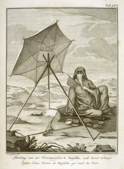Woman of Dsjidda making flatbread in the desert by Georg Wilhelm Baurenfeind