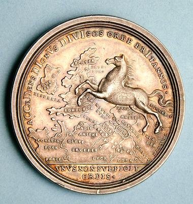 Medal commemorating the accession of George I by Georg Wilhelm Vestner