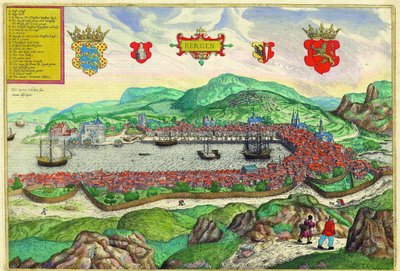 Bergen, Norway by Georg and Hogenberg Franz (1535 90) Braun