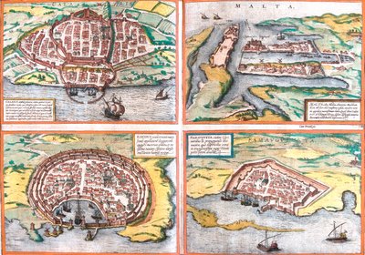 Cagliari, Malta, Rhodes, Famagusta, Italy, Malta, Greece, Cyprus by Georg and Hogenberg Franz (1535 90) Braun