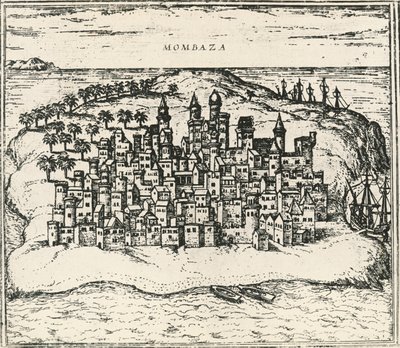 City of Mombasa in Kenya, from Civitates Orbis Terrarum by Georg Braun and Hogenberg Franz