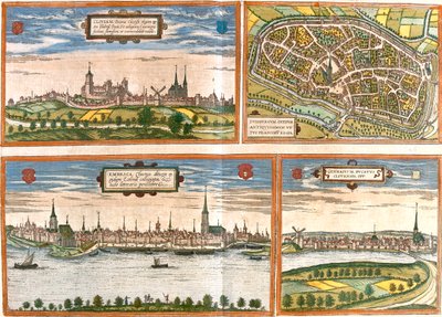 Cleves, Duisburg, Emmerich, Genappe, Germany, Belgium by Georg and Hogenberg Franz (1535 90) Braun