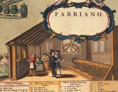 Detail Representing Paper Industry of City of Fabriano by Georg Braun and Hogenberg Franz