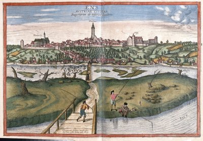 Enns, Austria (engraving) by Georg Braun and Hogenberg Franz