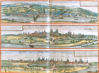 Heidelberg, Speyer, Worms, Germany by Georg and Hogenberg Franz (1535 90) Braun