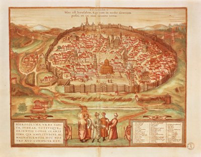 Jerusalem from Civitates Orbis Terrarum by Georg Braun and Hogenberg Franz