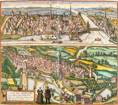 Konstanz, St. Gallen, Germany, Switzerland by Georg and Hogenberg Franz (1535 90) Braun