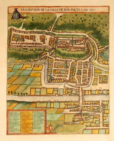 Map of Bar-Le-Duc from Civitates Orbis Terrarum by Georg Braun and Hogenberg Franz