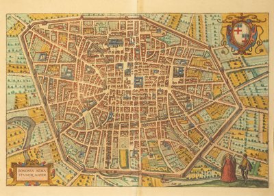 Map of Bologna from Civitates Orbis Terrarum by Georg Braun and Hogenberg Franz