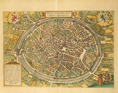 Map of Bruges from Civitates Orbis Terrarum by Georg Braun and Hogenberg Franz