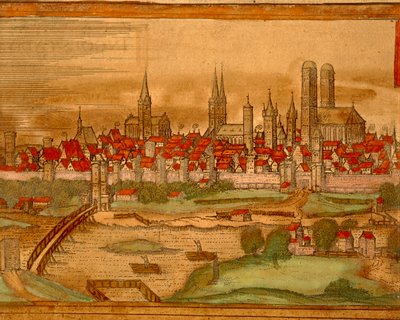 Map of City of Munich from Civitates Orbis Terrarum by Georg Braun by Georg Braun and Hogenberg Franz