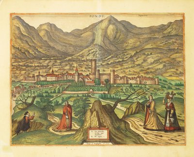 Map of Fondi, Lazio region from Civitates Orbis Terrarum by Georg Braun and Hogenberg Franz