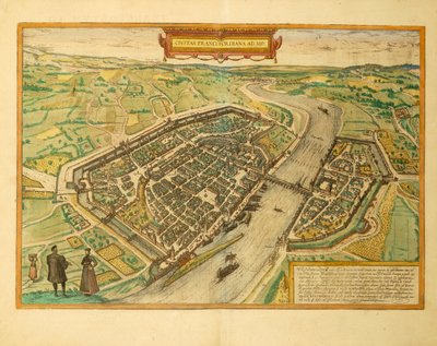 Map of Frankfurt by Georg Braun and Hogenberg Franz