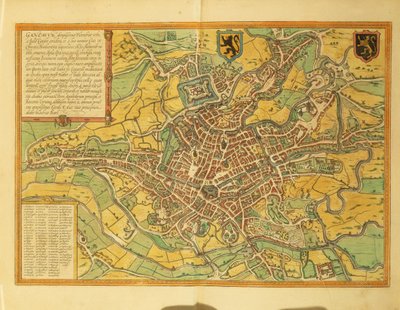 Map of Ghent, Gand from Civitates Orbis Terrarum by Georg Braun and Hogenberg Franz
