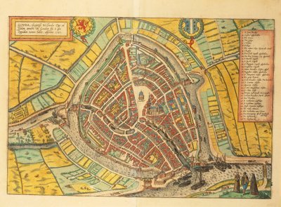 Map of Gouda from Civitates Orbis Terrarum by Georg Braun and Hogenberg Franz