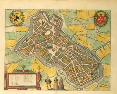 Map of Lille from Civitates Orbis Terrarum by Georg Braun by Georg Braun and Hogenberg Franz