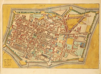 Map of Lucca from Civitates Orbis Terrarum by Georg Braun and Hogenberg Franz