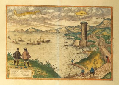 Map of Mola di Bari, Apulia Region from Civitates Orbis Terrarum by Georg Braun and Hogenberg Franz