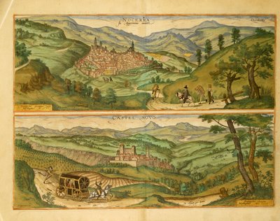 Map of Nocera and Castelnuovo from Civitates Orbis Terrarum by Georg Braun by Georg Braun and Hogenberg Franz