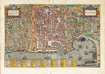 Map of Palermo from Civitates Orbis Terrarum by Georg Braun and Hogenberg Franz
