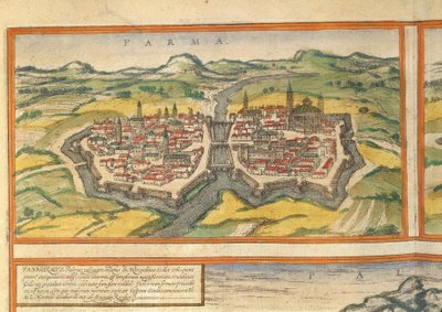 Map of Parma from Civitates Orbis Terrarum by Georg Braun and Hogenberg Franz