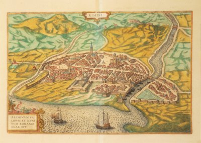 Map of Rimini from Civitates Orbis Terrarum by Georg Braun and Hogenberg Franz