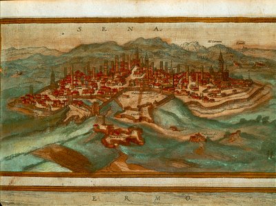 Map of Siena from Civitates Orbis Terrarum by Georg Braun and Hogenberg Franz