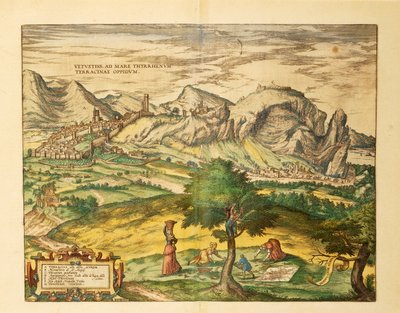 Map of Terracina, Lazio region by Georg Braun and Hogenberg Franz