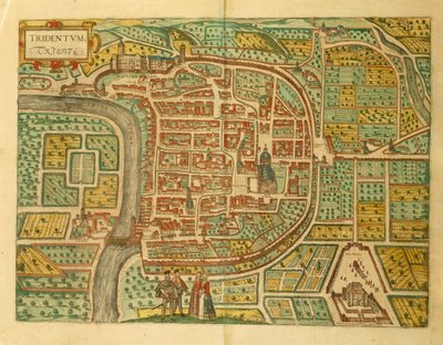 Map of Trento from Civitates Orbis Terrarum by Georg Braun by Georg Braun and Hogenberg Franz