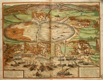 Map of Tunis, Tunisia, from Civitates Orbis Terrarum, engraving by Georg Braun and Hogenberg Franz