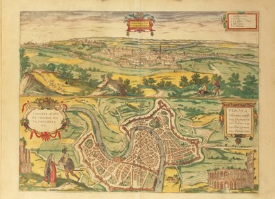 Map of Verona from Civitates Orbis Terrarum by Georg Braun by Georg Braun and Hogenberg Franz