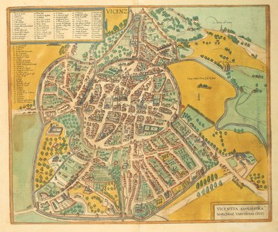 Map of Vicenza from Civitates Orbis Terrarum by Georg Braun by Georg Braun and Hogenberg Franz