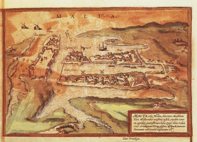 Map of the island of Malta, from Civitates Orbis Terrarum by Georg Braun by Georg Braun and Hogenberg Franz
