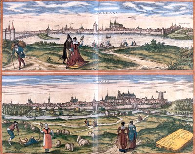Orléans, Bourges, France by Georg and Hogenberg Franz (1535 90) Braun