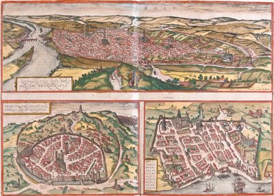 Rouen, Nimes, Bordeaux, France by Georg and Hogenberg Franz (1535 90) Braun
