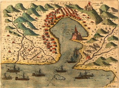 Vlore, Greece by Georg and Hogenberg Franz (1535 90) Braun