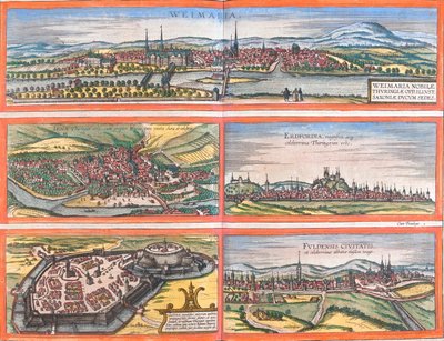 Weimar, Jena, Erfurt, Gotha, Fulda, Germany by Georg and Hogenberg Franz (1535 90) Braun