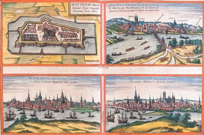 Wittenberg, Frankfurt, Wismar, Rostock, Germany by Georg and Hogenberg Franz (1535 90) Braun