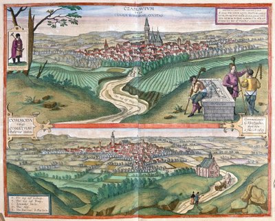 Caslav and Chomutov, Czech Republic (engraving) by Georg Braun and Hogenberg Franz