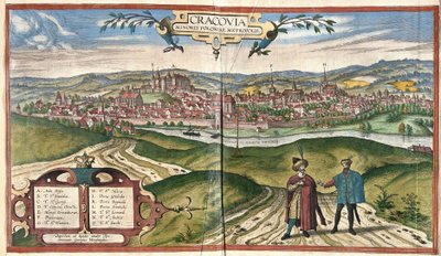 Cracow, Poland (engraving) by Georg Braun and Hogenberg Franz