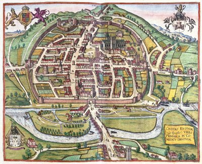 Exeter, England by Georg Braun and Hogenberg Franz