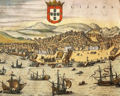 Map of City of Lisbon, from Civitates Orbis Terrarum by Georg Braun and Franz Hogenberg, engraving by Georg Braun and Hogenberg Franz