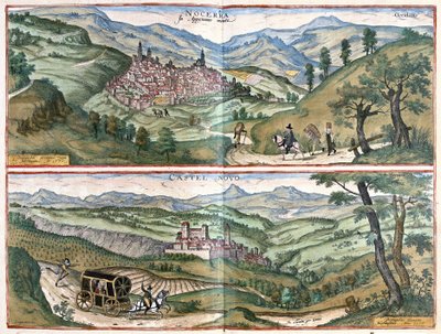 Nocera Umbra and Castelnuovo di Porto, Italy by Georg Braun and Hogenberg Franz